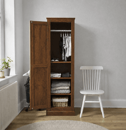 Ropero de Madera 1 Puerta Armario Compacto con Barra - Cafe - 60x50x180 cm