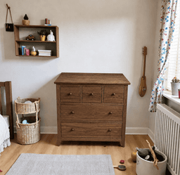 Comoda Infantil "Chester Kids" 5 Cajones Mueble de Madera - Cafe - 80x40x85 cm