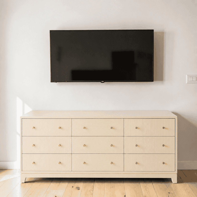 Comoda Premium de Palillaje Mueble de Dormitorio - Beige - 150x40x90 cm