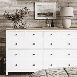 Comoda de Madera 10 Cajones Maxima Capacidad de Almacenamiento - Blanco - 180x40x90 cm