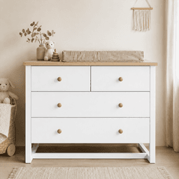 Comoda "Pelu" 4 Cajones Mueble de Bebe - Blanco - 100x40x90 cm