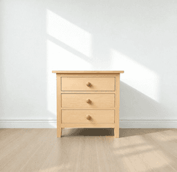 Velador Ancho "Chester Classic" 3 Cajones Mesa de Noche - Natural - 60x40x60 cm