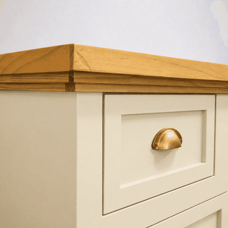 Comoda de Madera Vintage con Cajon de Seguridad - Beige - 120x40x90 cm