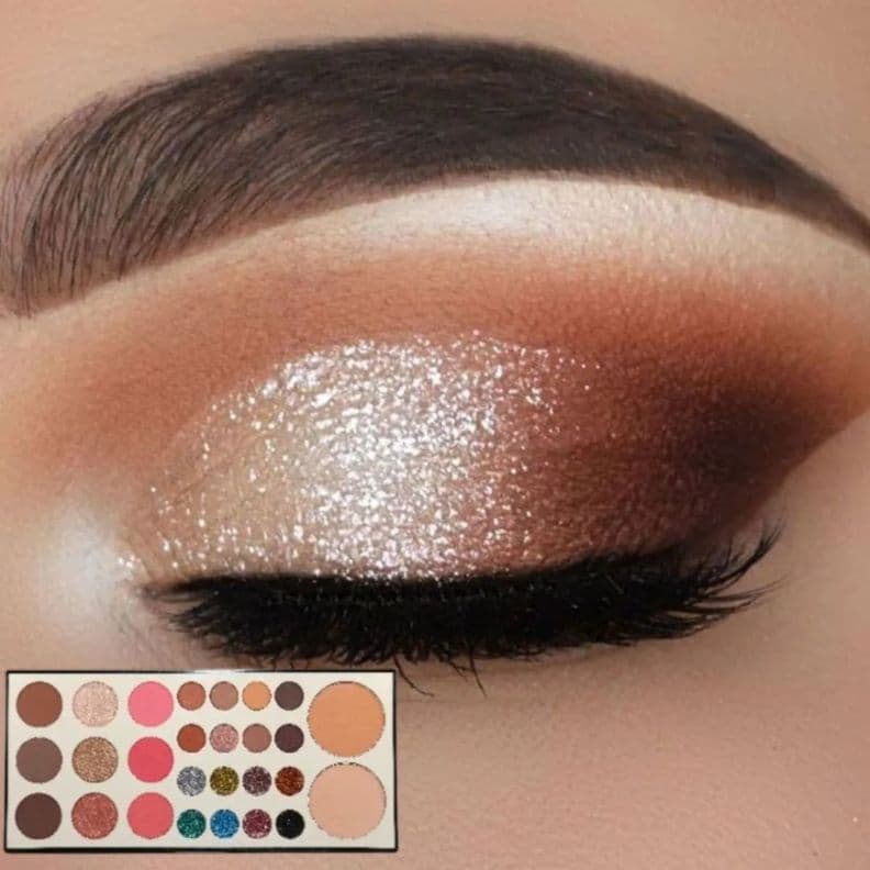 Paleta Maquillaje Ojos Rostro Sombras Iluminador Polvo ALJ Blanco