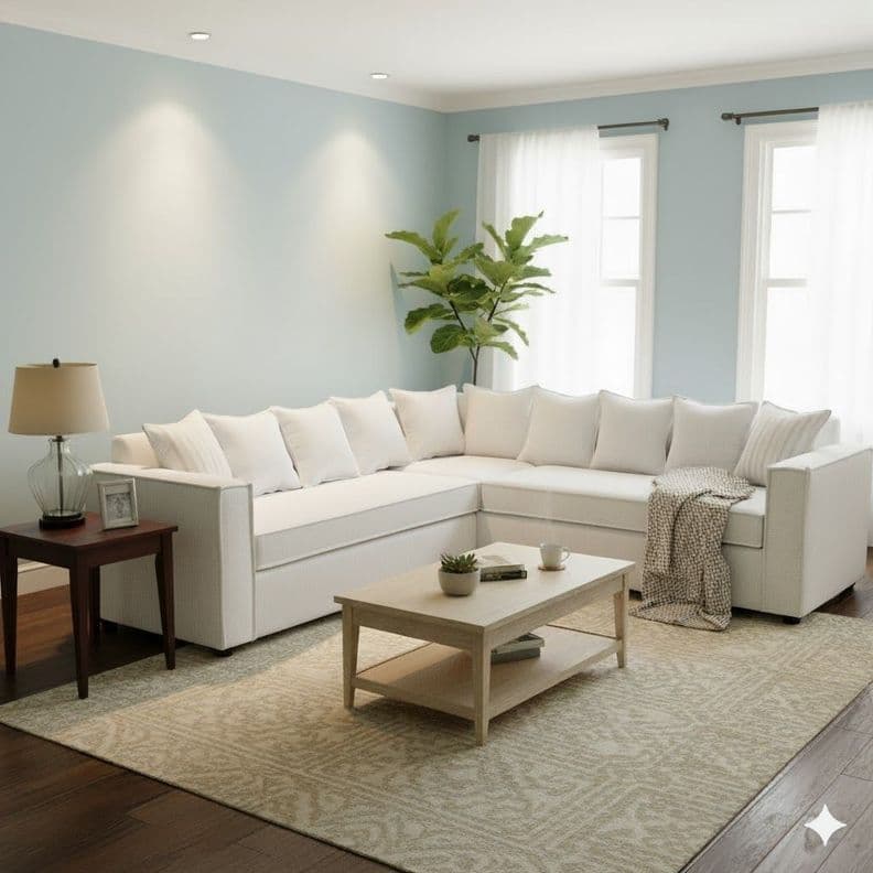Seccional Emilia blanco con Resortes pocket full comfort