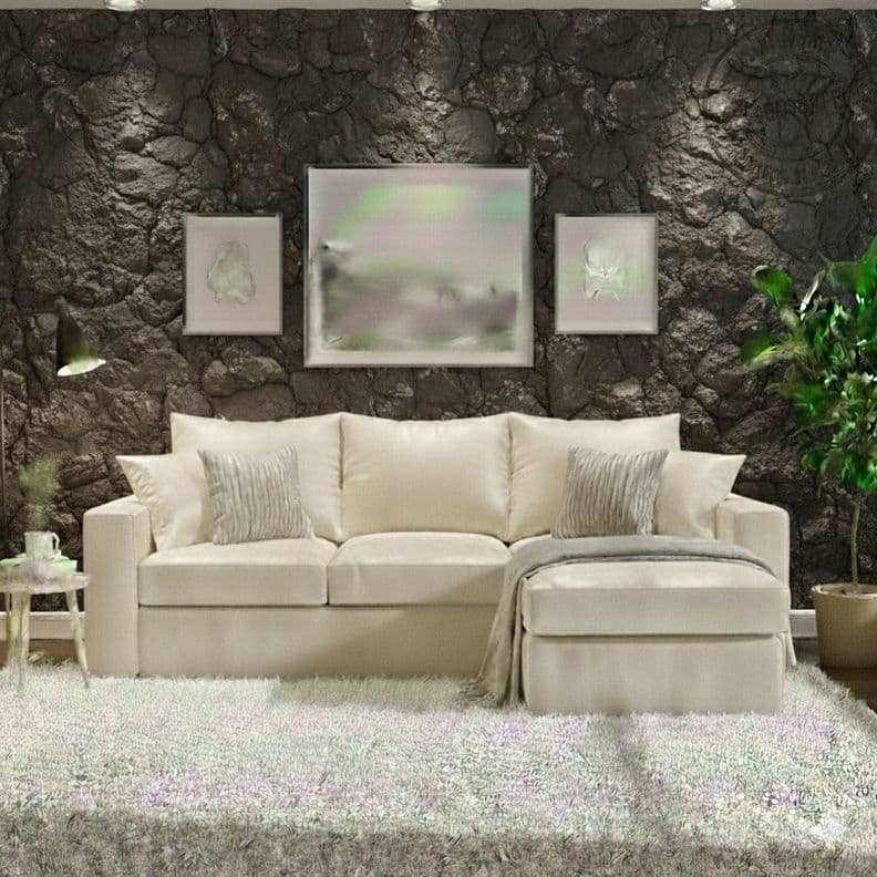 Seccional intercambiable Burton blanco bone cuero sintetico envejecido resortes pocket Blanco Invierno