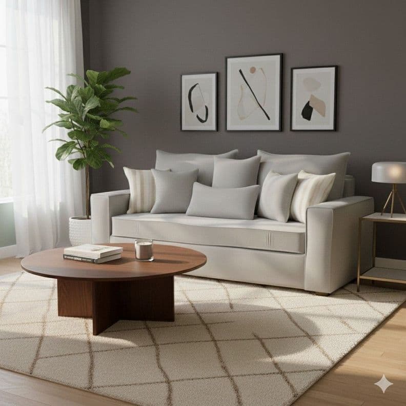 Sofa 3 cuerpos con Resortes full comfort plus Agustina Gris Claro