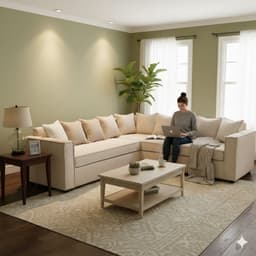 Seccional Emilia beige con Resortes pocket full comfor
