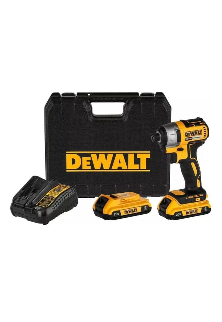 ATORNILLADOR INLAMBRICO DE IMPACTO DEWALT 6.35MM 20V 2 BATERIAS 1.5 AH +CARGA + MALETA