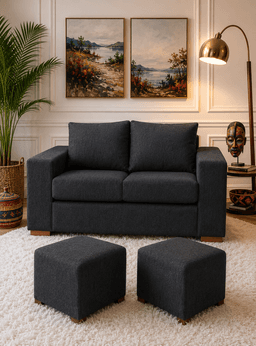 Sofa Cedric 2 Cuerpos + 2 Pouf Marengo