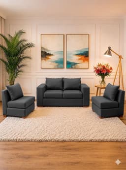 Living Sofa 2 cuerpos+ 2 Sofa 1 cuerpo Evans Marengo Gris Oscuro