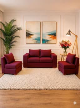 Living Sofa 2 cuerpos + 2 Sofa de 1 cuerpo Evans Rojo