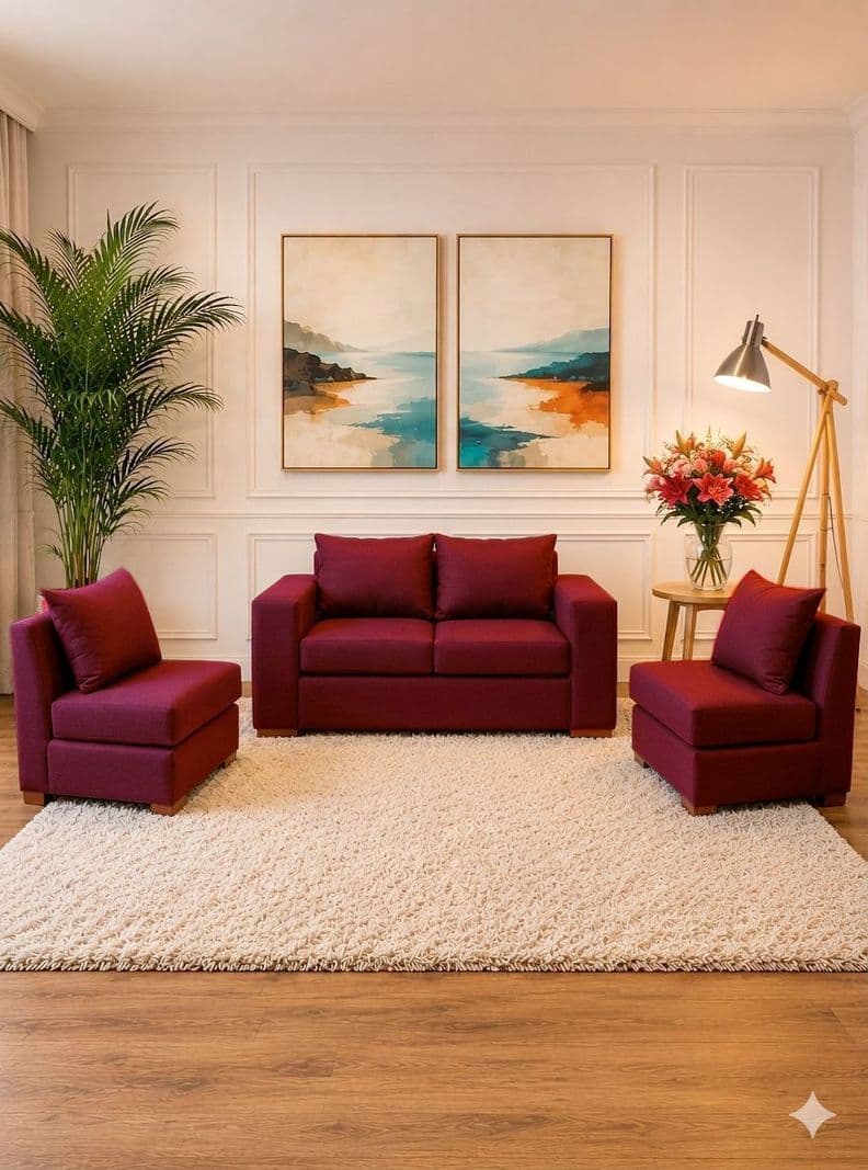 Living Sofa 2 cuerpos + 2 Sofa de 1 cuerpo Evans Rojo