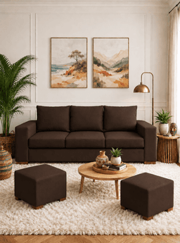 Sofa Cedric 3 Cuerpos +2 Pouf Brown