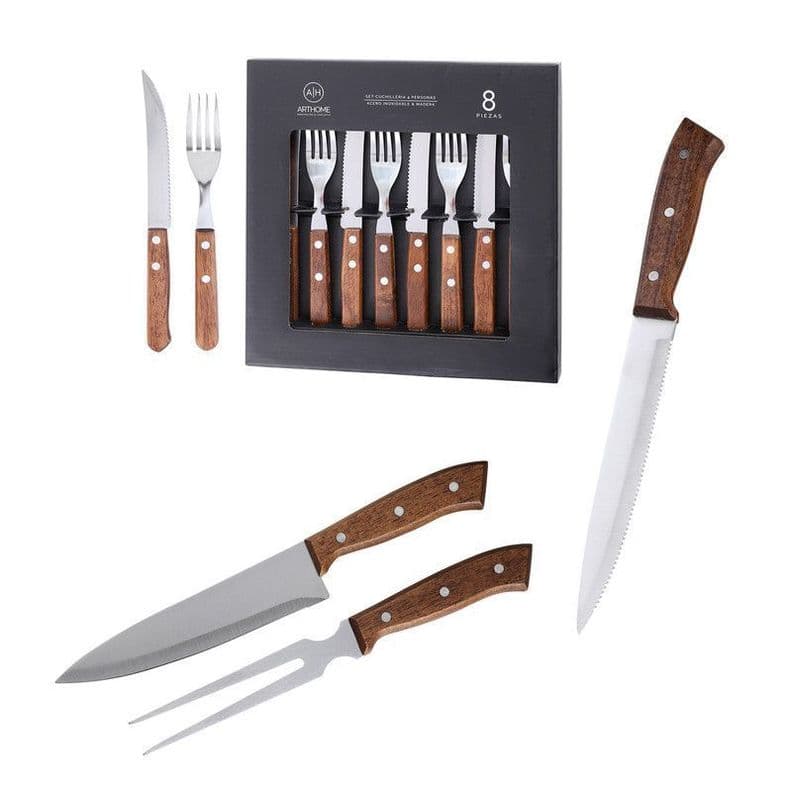 Set Parrillero 11 Piezas Arthome Acero Inoxidable con Cuchillos y Tenedores