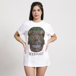 POLERA OVERSIZE MC BLANCA ESTAMPADO MEXICO COLOR Blanco S