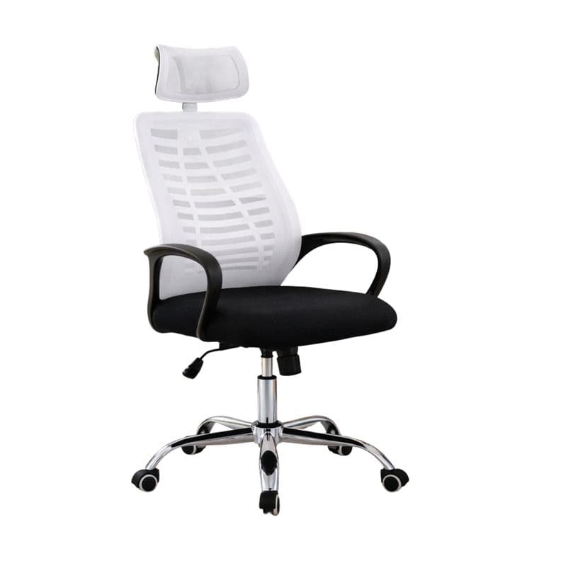 Silla De Oficina Ejecutiva Madrid Ergonomica Color Negra y Blanca Blanco/Negro