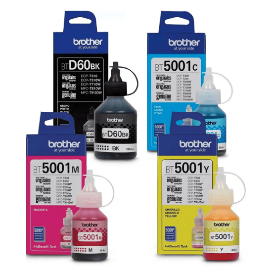 Pack Botellas Brother D60/BT5001 BK-C-M-Y