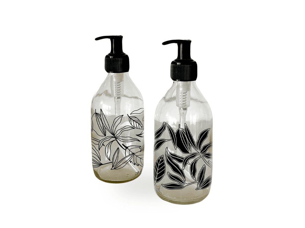 Dispensadores diseno Florales multiuso color Transparentes (2 Unidades) - 296 ml Negro