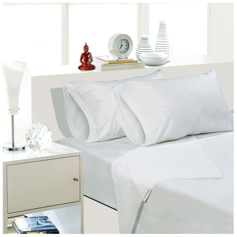 Sabana Unicolor Keyhome 1.5 Plaza 144 Hilos - Color Blanco