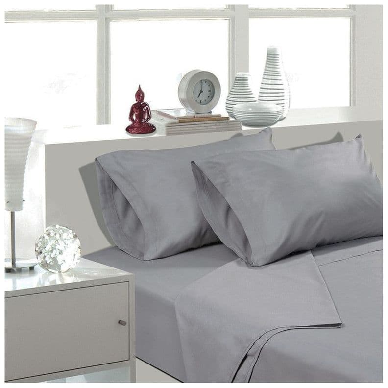 Sabana Unicolor Keyhome King 144 Hilos - Color Gris