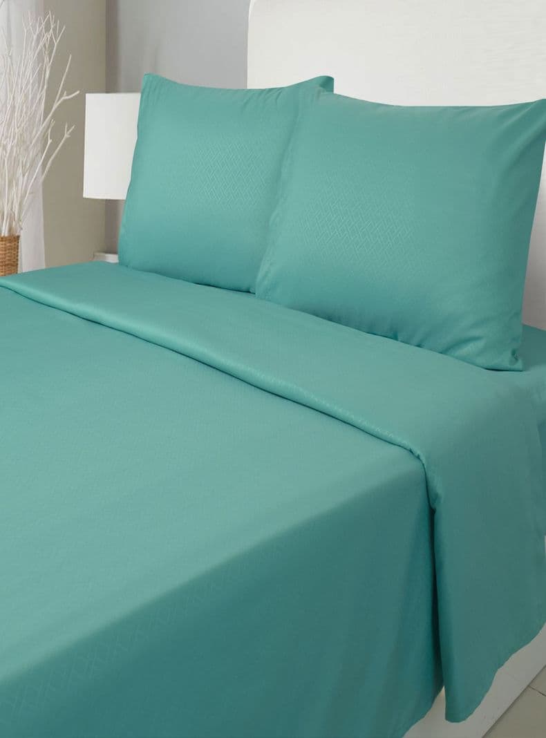 Juego De Sabanas Keyhome 2 Plazas Embosse Microfibra Color Turquesa