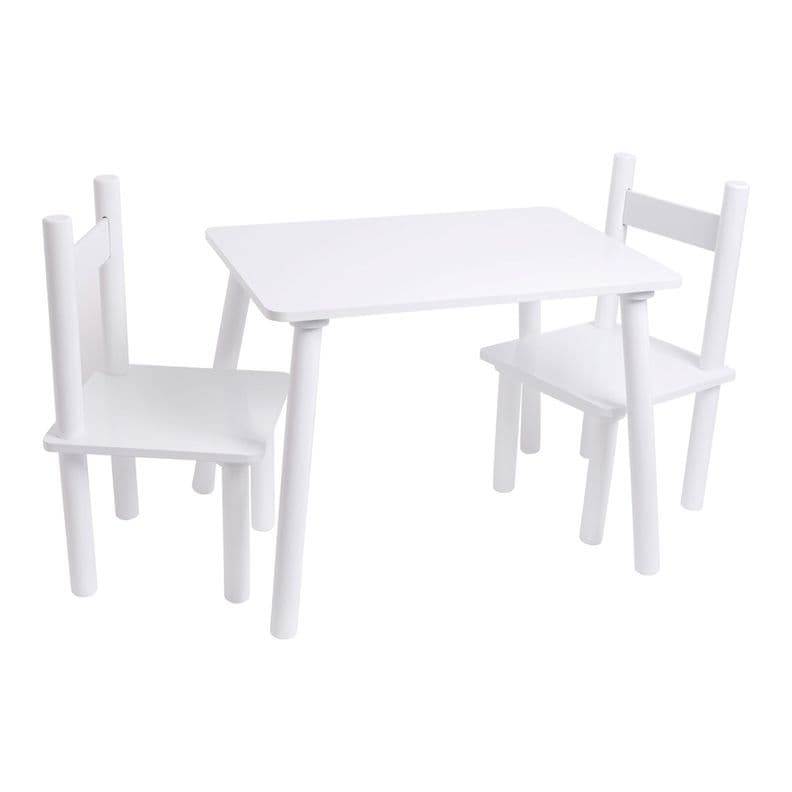 MESA CON 2 SILLAS DE MADERA Blanco