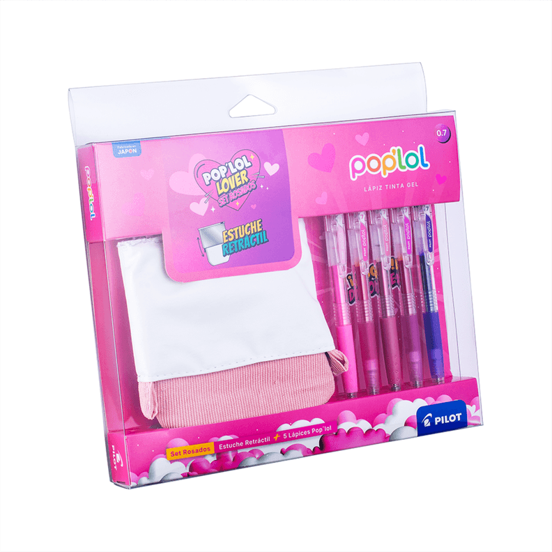 Set L piz Gel POPLOL 0 7 5u c Estuche Rosado PILOT