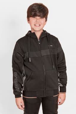 Teen Poleron Fullzipper Fleece Dino Negro Gangster 14