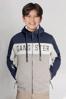 Teen Poleron Fullzipper Fleece Fun Azul Gangster 12