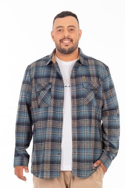 Plus Camisa Ml Franela Northwood Azul Marino Gangster XXL