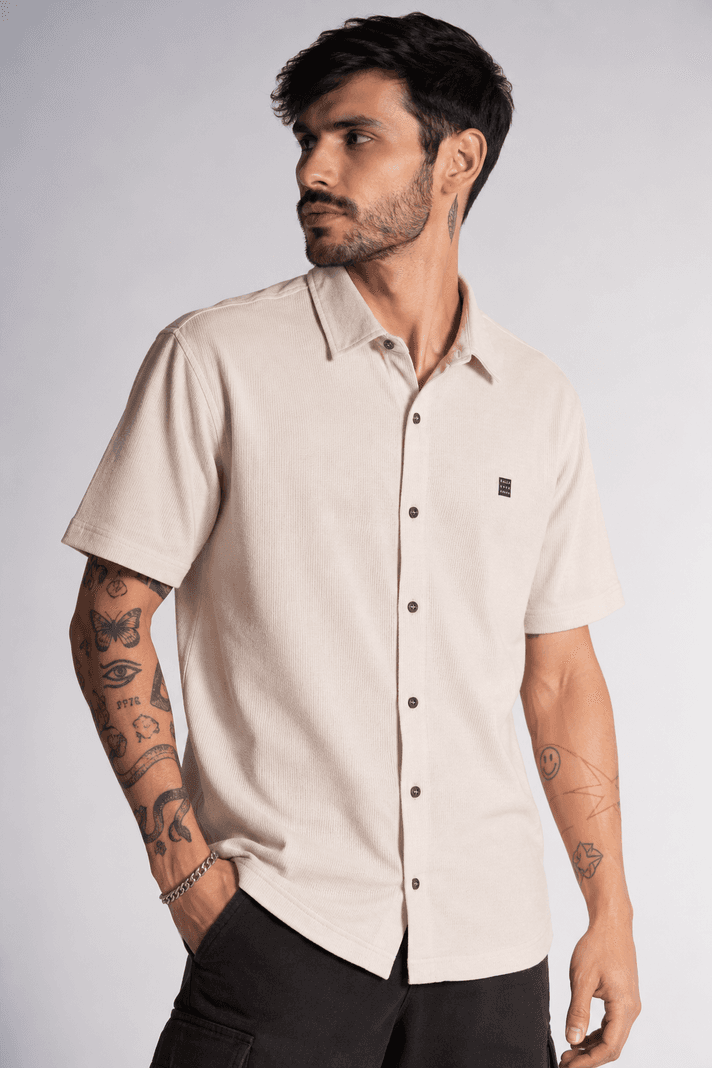 Plus Camisa Camisa Textura Berri Beige XL