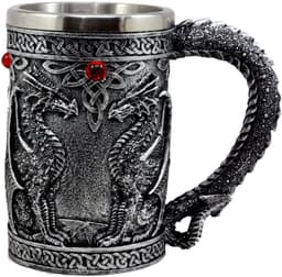 Taza Tazon Xl Silver Celta Twin Dragon Fire Drakes Negro M
