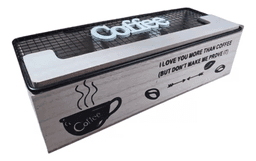 Caja De Te Mediana De Madera 3 Espacios Tea Cafe Coffe Negro