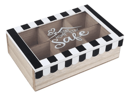 Caja De Te Mediana De Madera 6 Espacios Con Home Safe Blanco