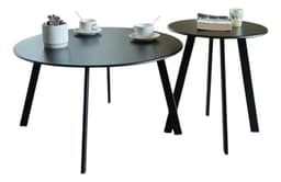 Set 2 Mesas Laterales Centro Metal Negra Elegante Negro