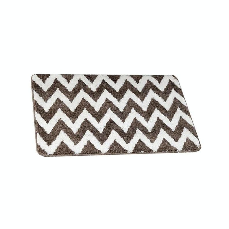 Alfombra Entrada Hogar Limpiapies Peluda Zigzag 80x50cm M Beige