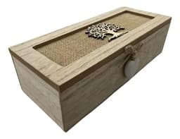 Caja De Te Mediana De Madera 3 Espacios Arbol Madera Beige