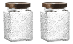Set 2 Frasco De Vidrio Tarro Cocina Caramelero Bombonero Cu Transparente Blanco