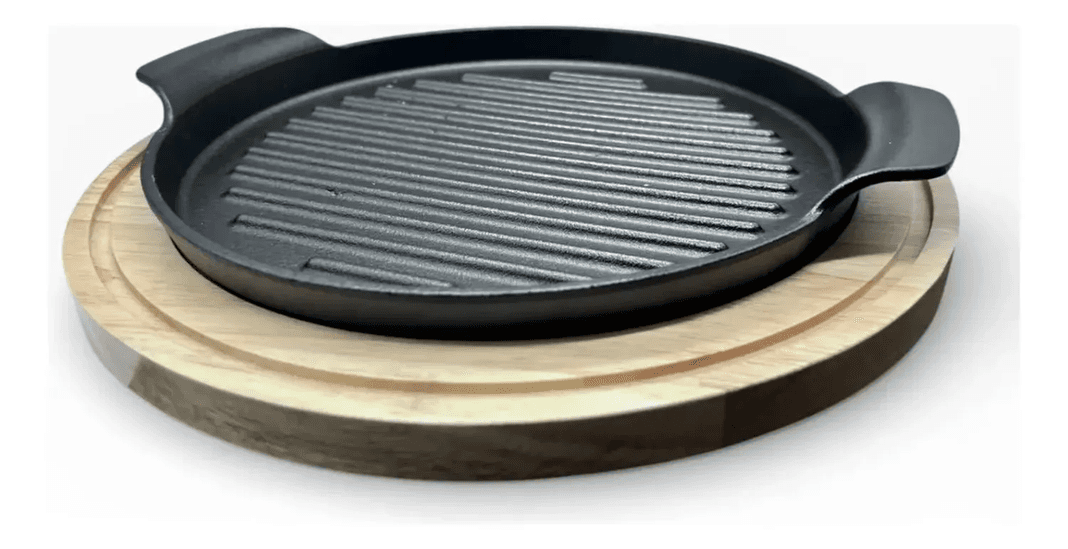 Bandeja Tabla Placa Para Carnes Con Base Bambu M7 Negro