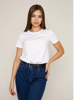 Polera Manga Corta Algodon Mujer Lisa Basic Blanco M