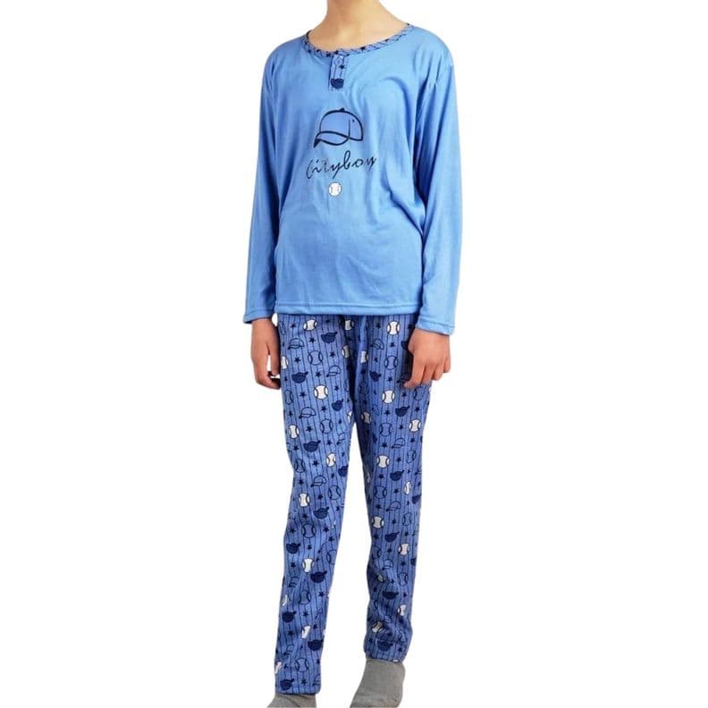 Pijama Nino Verano Manga Larga Disenos 411 Azul 12
