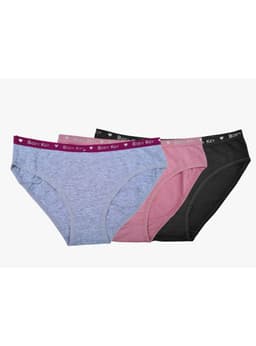 Pack 3 Calzon Algodon Tanga Bikini Pretina Mujer Liso #4 S