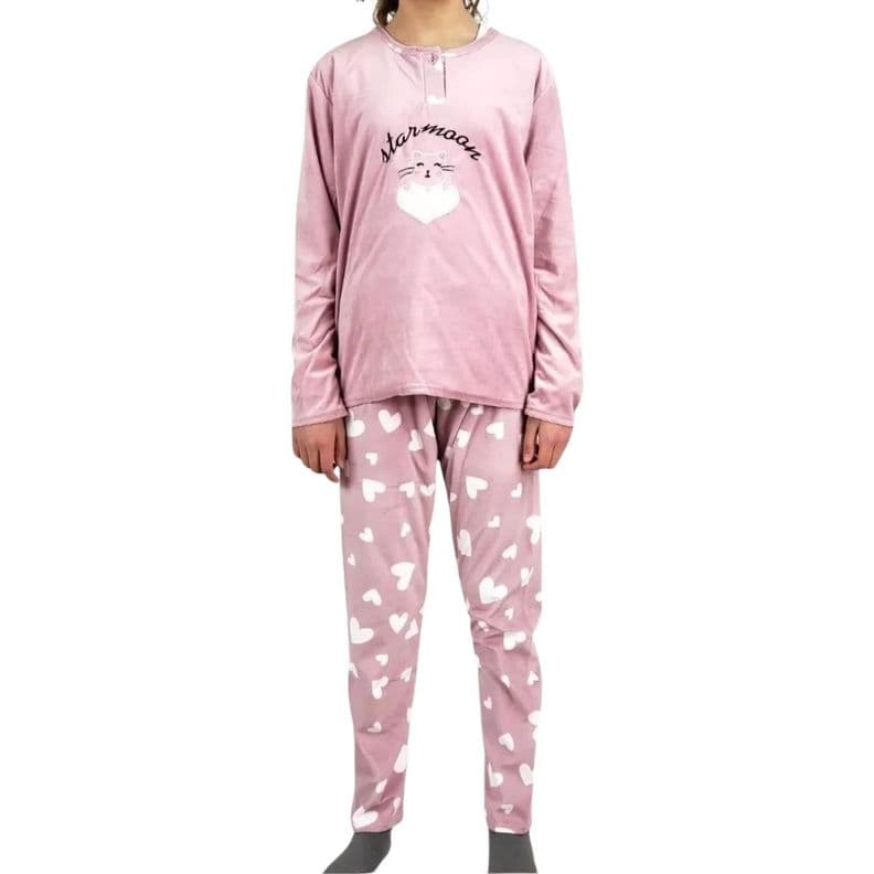 Pijama Nina Micropolar Invierno Gatita. 450 Rosado 6