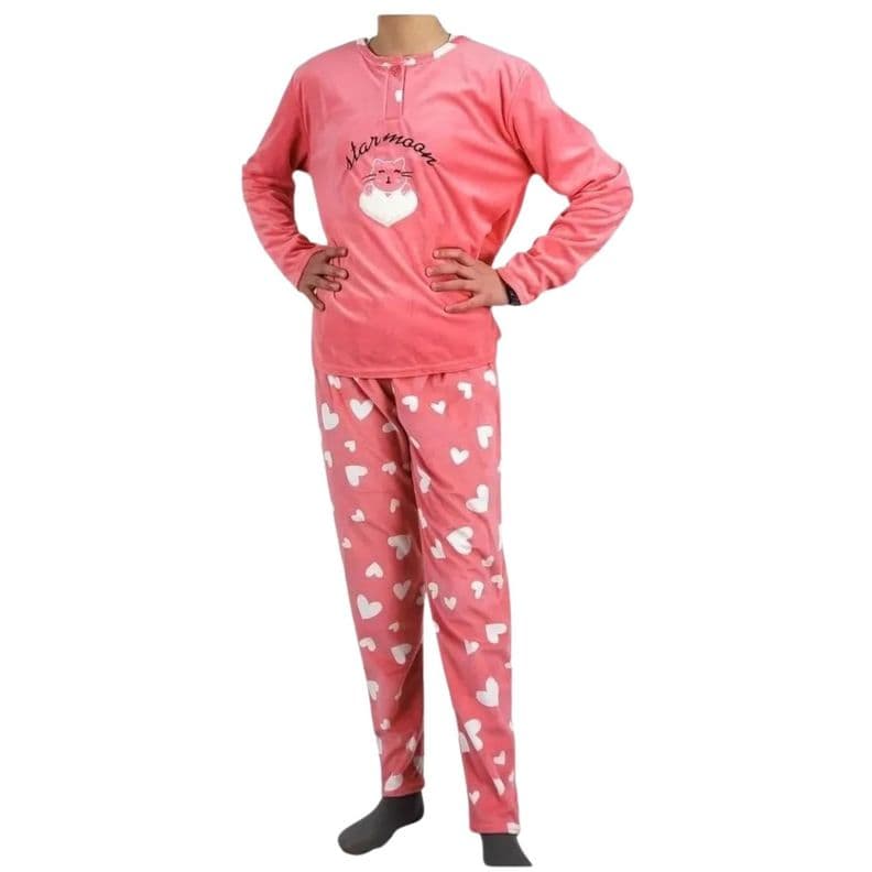 Pijama Nina Micropolar Invierno Gatita. 450 Coral 10