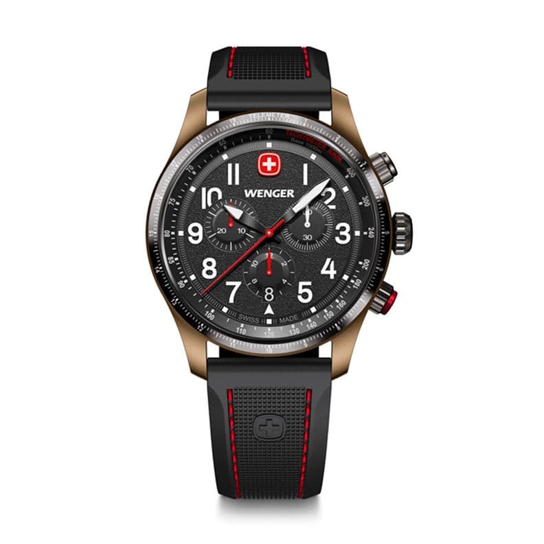 Terragraph Chrono negro/blanco correa de silicona Wenger