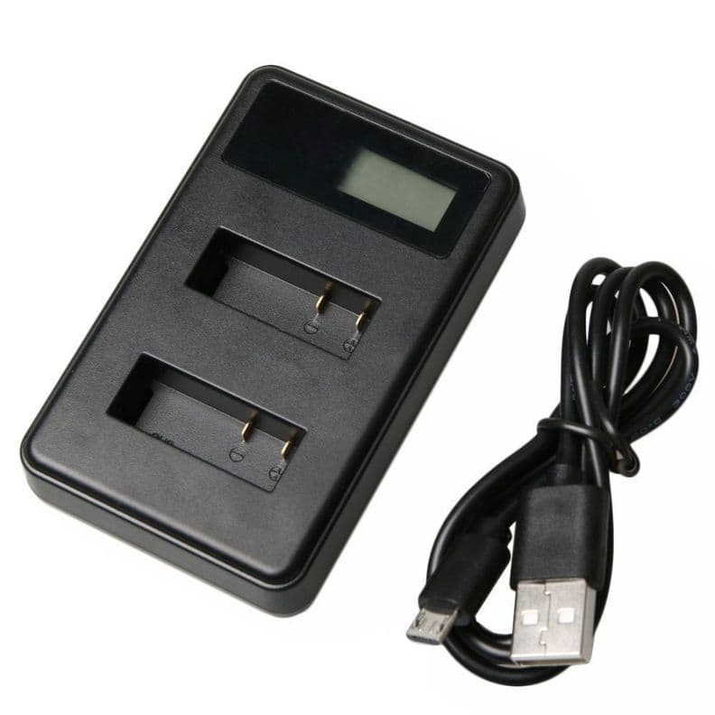 Cargador de baterias DUAL LED para camaras deportivas Negro