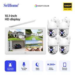 Kit NVR Srihome 4 camaras IPC059 PTZ Wifi 2MP NVS009 con pantalla 8CH