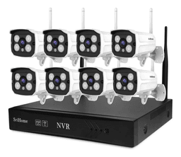 Kit NVR 8 Camaras de seguridad IP Wifi 1080P 2MP Sricam NVS001 Blanco