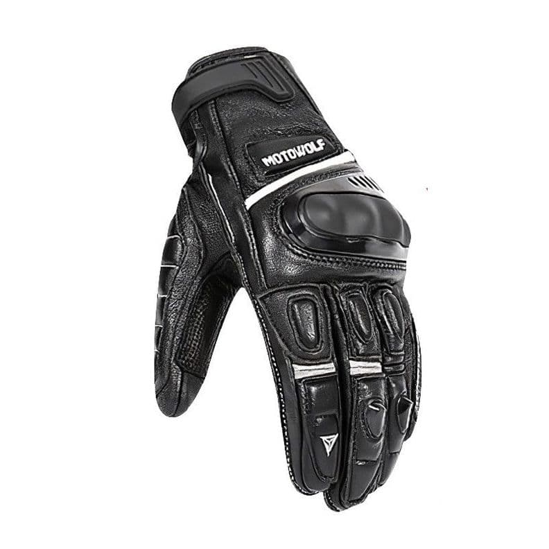 Guantes de Cuero para motociclismo Motowolf 0306 - Negro L
